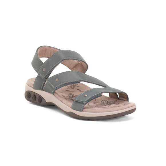 THERAFIT Blue Leather Haley Ankle Wrap Comfort Sandals - Picture 1 of 2